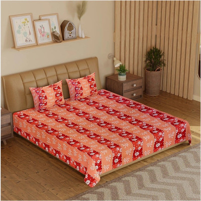 CARLTON LONDON Cotton Queen Flat 104 TC Geometric Bedsheet(Pack of 1, Multicolor36)