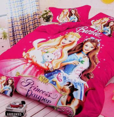 Manish Creation 140 TC Polycotton Double, King Cartoon Flat Bedsheet(Pack of 1, Pink)