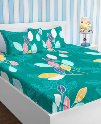 Flipkart SmartBuy Cotton Double Flat 220 TC Floral Bedsheet(Pack of 1, Dark Green)