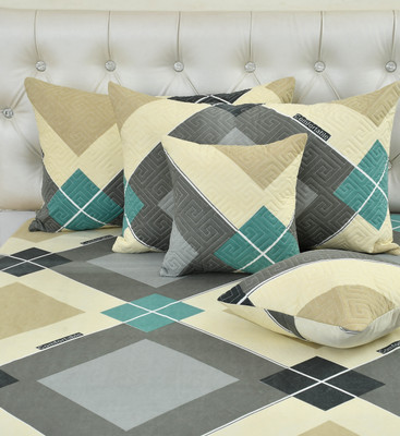 Damac Microfiber King Flat 210 TC Printed Bedsheet(Pack of 1, Beige)