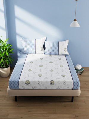 Bianca 144 TC Cotton Double Floral Flat Bedsheet(Pack of 1, LILAC/MULTI)