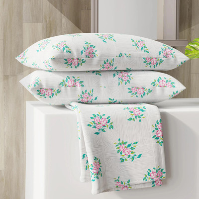 Layers Cotton Blend King Flat 225 TC Printed Bedsheet(Pack of 1, Grey)