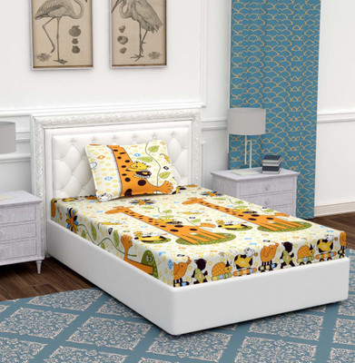 BEVI Microfiber Single Flat 280 TC Cartoon Bedsheet(Pack of 1, Multicolor)
