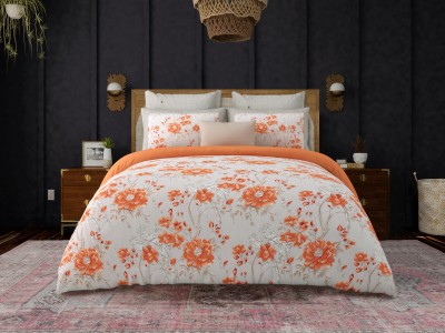 JAIPUR PRIME 300 TC Cotton King Self Design Flat Bedsheet(Pack of 1, Orange)
