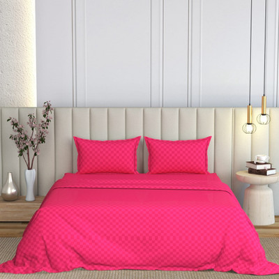 Divine Homes Cotton King Flat 140 TC Printed Bedsheet(Pack of 1, Pink)