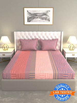 Raymond Home Cotton Double Flat 120 TC Geometric Bedsheet(Pack of 1, Purple)