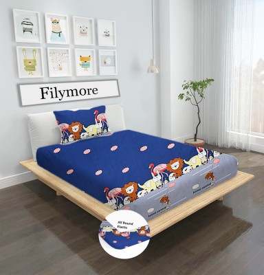 Filymore 240 TC Microfiber Single Cartoon Fitted (Elastic) Bedsheet(Pack of 1, Blue)