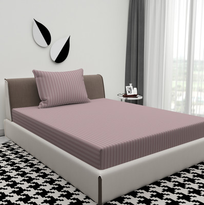 BROMWICK Microfiber Single Flat 300 TC Striped Bedsheet(Pack of 1, Chocolate)
