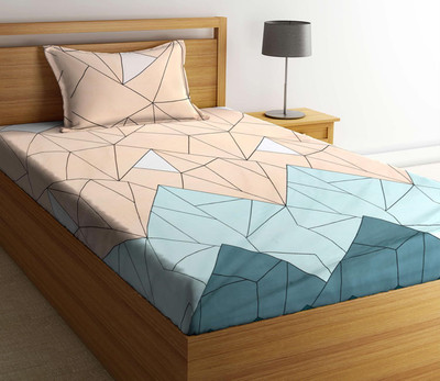 AAZEEM 180 TC Microfiber Single Printed Flat Bedsheet(Pack of 1, Teal)