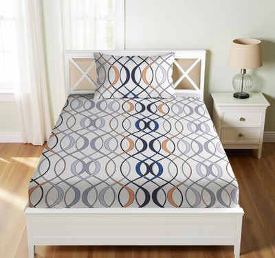 Vishal international Cotton Single Flat 220 TC Floral Bedsheet(Pack of 1, White Lining)