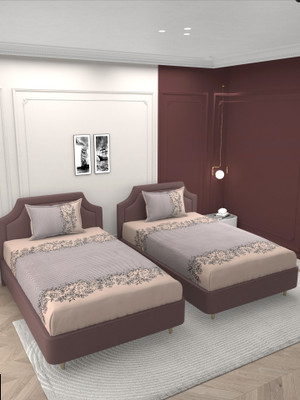 BELVOSTUM 280 TC Microfiber Single 3D Printed Flat Bedsheet(Pack of 2, Beige)