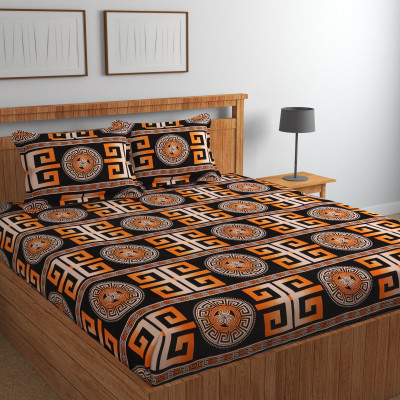 COTTON VILLAS 144 TC Microfiber Double Printed Flat Bedsheet(Pack of 1, Multicolor)