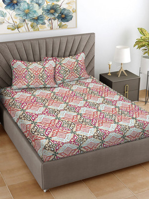 Fabinaliv 300 TC Polycotton King Abstract Flat Bedsheet(Pack of 1, Multicolor)