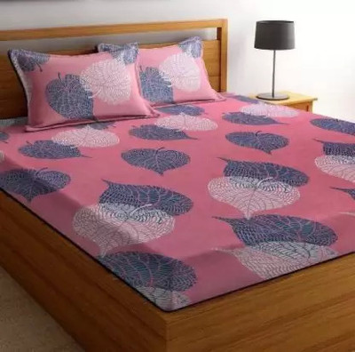 Starshine 240 TC Microfiber Double Printed Fitted (Elastic) Bedsheet(Pack of 1, Pink)