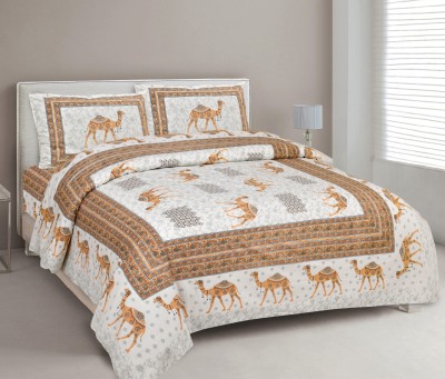 UNIQCHOICE 180 TC Cotton King Animal Flat Bedsheet(Pack of 1, Orange)