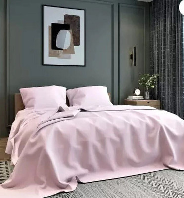 BELVOSTUM Microfiber Double Flat 280 TC Solid Bedsheet(Pack of 1, Pink)