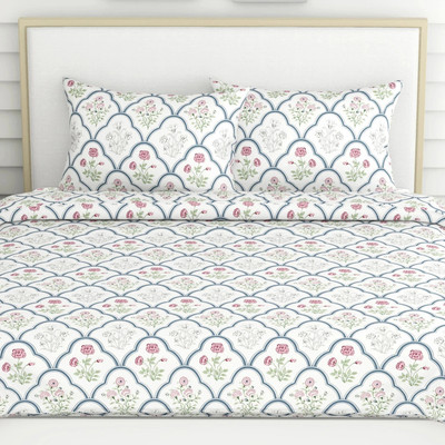 haus & kinder Cotton King Flat 186 TC Printed Bedsheet(Pack of 1, Blue, White, Red)