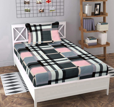 BLUEDOT Cotton Single Flat 200 TC Geometric Bedsheet(Pack of 1, Multicolor)