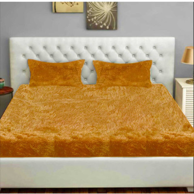 Deeku Art 1 TC Polyester Double Solid Flat Bedsheet(Pack of 1, Yellow)