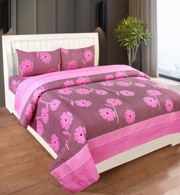 Aciloc Polycotton Double Flat 250 TC Floral Bedsheet(Pack of 1, Multicolor)