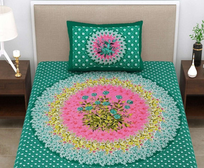 KAANY FAB Cotton Single Flat 144 TC Jaipuri Prints Bedsheet(Pack of 1, Multicolor)
