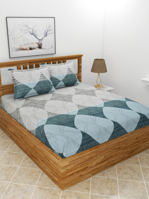 BREVARD Polycotton King Flat 210 TC Printed Bedsheet(Pack of 1, Multicolor)