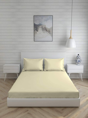 TURIYA Microfiber Queen Flat 220 TC Solid Bedsheet(Pack of 1, Beige)