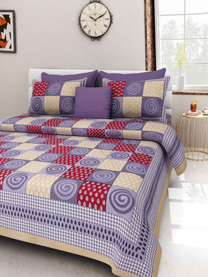 E ELMA Cotton Double Flat 250 TC Jaipuri Prints Bedsheet(Pack of 1, Brown)