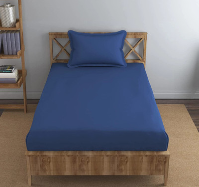 TURIYA 180 TC Microfiber Single Solid Flat Bedsheet(Pack of 1, Navy Blue)