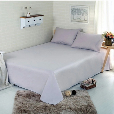 BEVI 280 TC Microfiber Single Solid Flat Bedsheet(Pack of 1, Light Grey)
