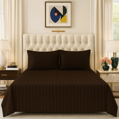 ELEGANT WEAVERS Microfiber Double Flat 144 TC Solid Bedsheet(Pack of 1, Bistre)