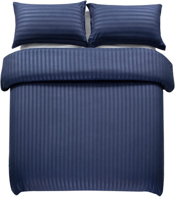 Archistylo Cotton Double Flat 200 TC Striped Bedsheet(Pack of 1, Blue)