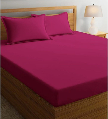 BELVOSTUM Microfiber Double Flat 180 TC Solid Bedsheet(Pack of 1, Maroon)