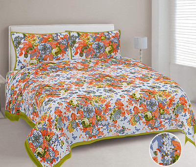 Livingkart Cotton King Flat 350 TC Printed Bedsheet(Pack of 1, Green)