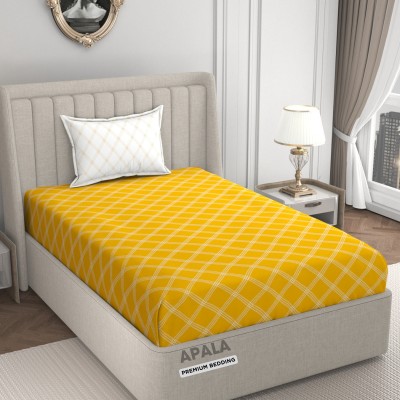 Apala 280 TC Microfiber Single Geometric Flat Bedsheet(Pack of 1, Yellow & White)