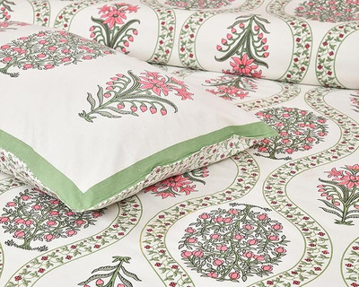 urban jaipur Cotton King Flat 300 TC Geometric Bedsheet(Pack of 1, Multicolor)