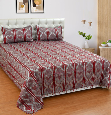 Tarun 280 TC Silk Double Abstract Flat Bedsheet(Pack of 1, Red)
