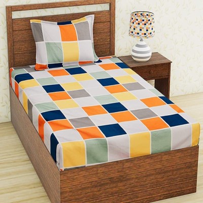 AMVY Creation 160 TC Cotton Single Printed Flat Bedsheet(Pack of 1, Multicolor)