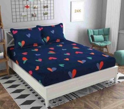 A11 M@LL 180 TC Cotton Double Floral Flat Bedsheet(Pack of 1, Blue)