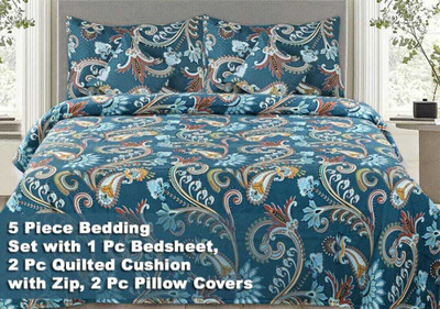 yatin fab Cotton King Flat 300 TC Floral Bedsheet(Pack of 1, Multicolor)