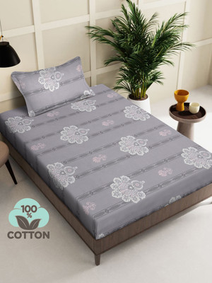 Klotthe 400 TC Cotton Single Printed Flat Bedsheet(Pack of 1, Multicolor)