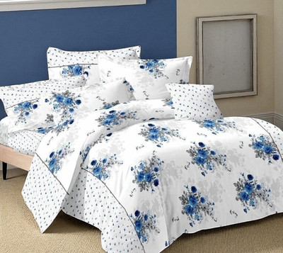 YASHI DECOR 210 TC Polycotton Double King Printed Bedsheet(Pack of 1, White)