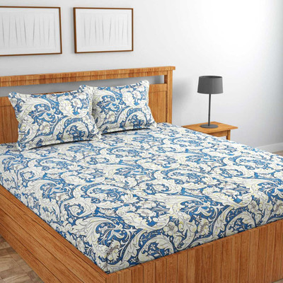 TEXIVA Cotton Double Flat 210 TC Printed Bedsheet(Pack of 1, Multicolor)