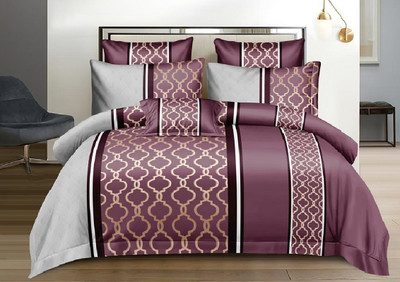 Laying Style 160 TC Satin King Printed Fitted (Elastic) Bedsheet(Pack of 1, Soft Glace Cotton Floral King Size Elastic Fitted Bedsheet with 2 Pillow Covers 72x78x8 Inch, Best Suitable for 4-8 inch Mattress Set of 3-Design-5)