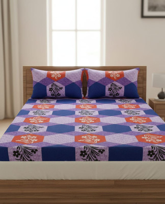 GHYT Cotton Queen Flat 140 TC Printed Bedsheet(Pack of 1, Multicolor)