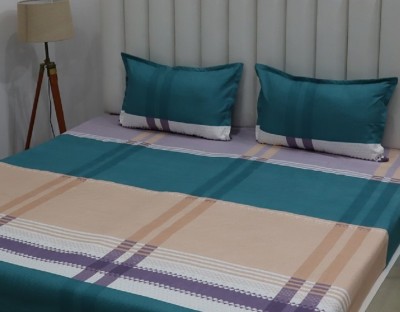 RD TREND 210 TC Cotton King Abstract Fitted (Elastic) Bedsheet(Pack of 1, Aqua Print)