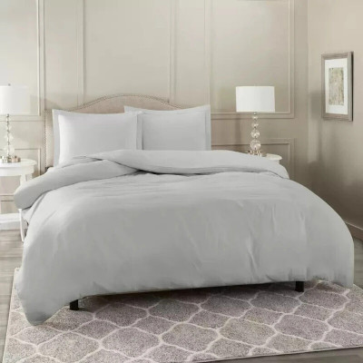Hardeep 300 TC Microfiber Queen Solid Flat Bedsheet(Pack of 1, Silver)