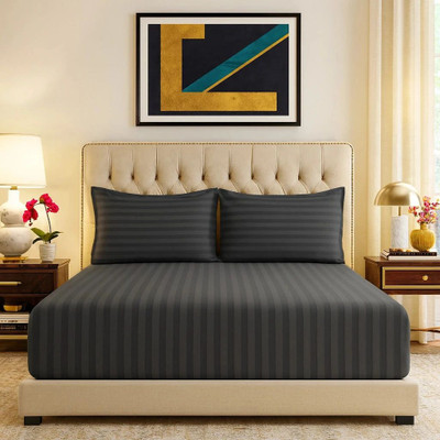 ELEGANT WEAVERS Microfiber Double Flat 144 TC Solid Bedsheet(Pack of 1, Vampire gray)