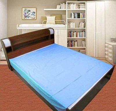 AG Leaf 300 TC Polyester Double Solid Flat Bedsheet(Pack of 1, Blue)