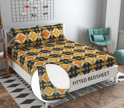 Damac 180 TC Microfiber Double Printed Fitted (Elastic) Bedsheet(Pack of 1, Black)
